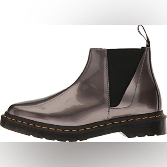 Dr Doc Martens Bianca Chelsea Pewter Patent Smooth Leather Ankle